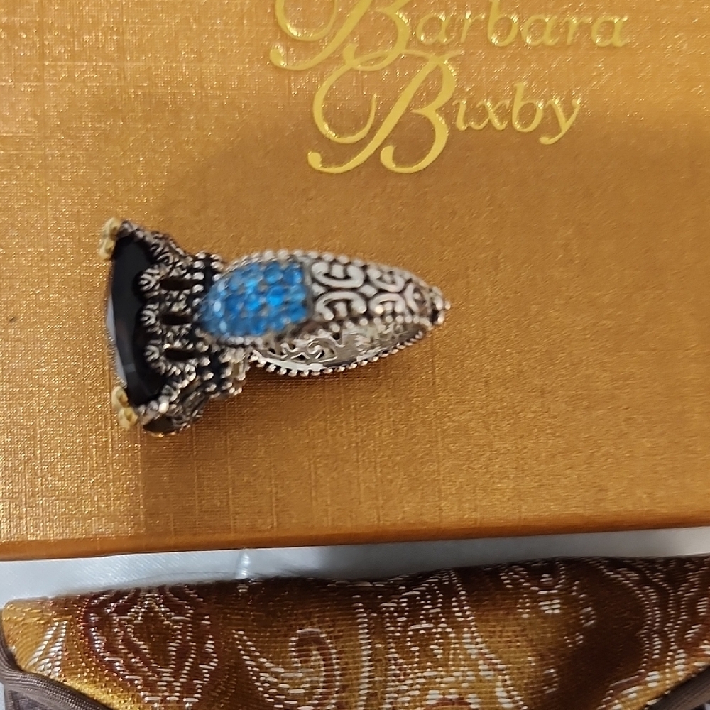 Barbara Bixby Sterling Silver And 18kt Gold Smoky Topaz Ring Sz 8 - Picture 3 of 7